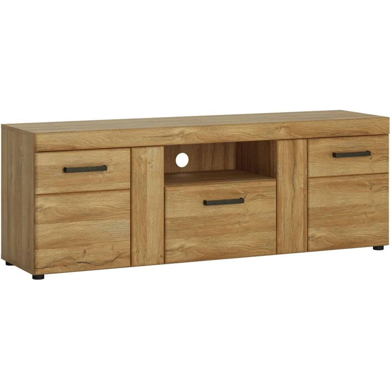 Furniture To Go Cortina 2 Door 1 Drawer Tall TV Cabinet Oak The Home and Office Stores