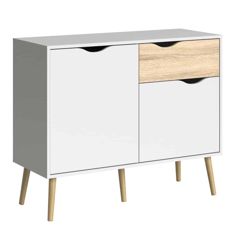 Furniture To Go Oslo Sideboard Small 1 Drawer 2 Doors White Oak The Home and Office Stores 2