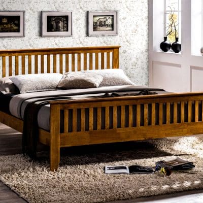 Turin Wooden Bed Honey Oak Time Living