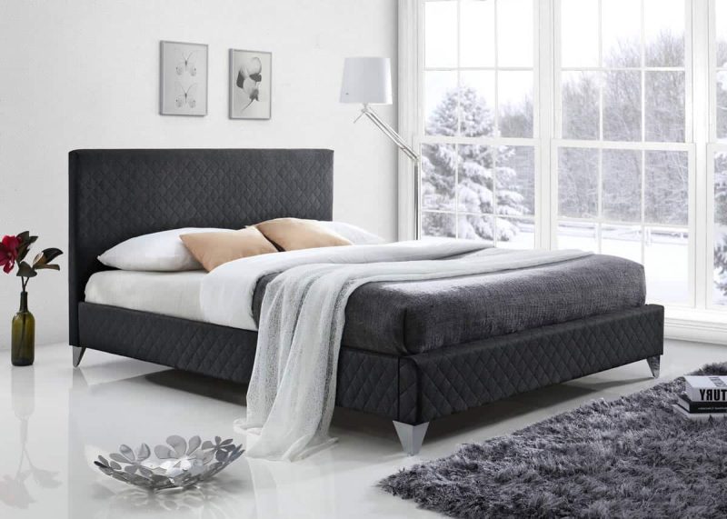 Time Living Brooklyn Dark Grey Fabric Bed The Home and Office Stores