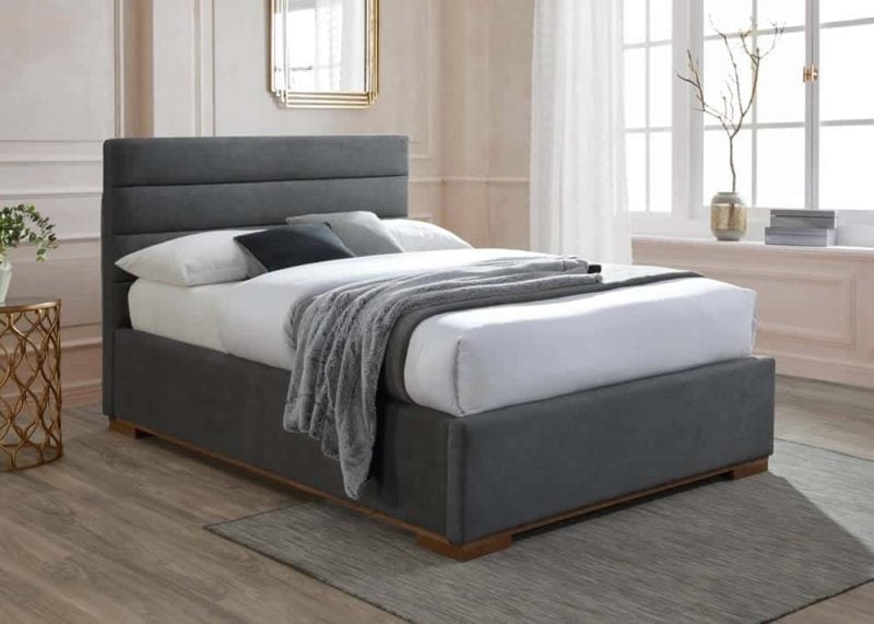 Time Living Mayfair Ottoman Dark Grey Fabric Bed The Home and Office Stores