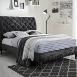 Time Living Venice Black Crushed Velvet Fabric Bed