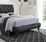 Time Living Venice Black Crushed Velvet Fabric Bed The Home and Office Stores