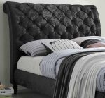 Time Living Venice Black Crushed Velvet Fabric Bed The Home and Office Stores