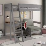 Kids Avenue Estella Grey High Sleeper Bed 1 with Sofabed & Desk