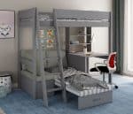 Kids Avenue Estella Grey High Sleeper Bed 4 with Desk & Silver Futon The Home and Office Stores