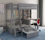 Kids Avenue Estella Grey High Sleeper Bed 4 with Desk & Silver Futon The Home and Office Stores