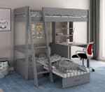 Kids Avenue Estella Grey High Sleeper Bed 4 with Desk & Silver Futon The Home and Office Stores