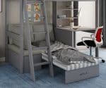 Kids Avenue Estella Grey High Sleeper Bed 4 with Desk & Silver Futon The Home and Office Stores