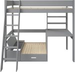 Kids Avenue Estella Grey High Sleeper Bed 4 with Desk & Silver Futon The Home and Office Stores