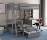 Kids Avenue Estella Grey High Sleeper Bed 5 with Desk & Black Futon The Home and Office Stores