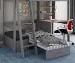 Kids Avenue Estella Grey High Sleeper Bed 5 with Desk & Black Futon The Home and Office Stores