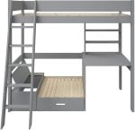 Kids Avenue Estella Grey High Sleeper Bed 5 with Desk & Black Futon The Home and Office Stores