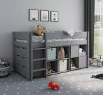 Kids Avenue Estella Grey Mid Sleeper Bed 2 with Cube, Desk & Chest The Home and Office Stores