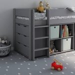 Kids Avenue Estella Grey Mid Sleeper Bed 2 with Cube, Desk & Chest The Home and Office Stores