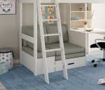 Kids Avenue Estella White High Sleeper Bed 1 with Desk & Silver Futon The Home and Office Stores