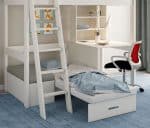 Kids Avenue Estella White High Sleeper Bed 1 with Desk & Silver Futon The Home and Office Stores