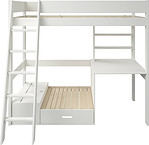 Kids Avenue Estella White High Sleeper Bed 1 with Desk & Silver Futon The Home and Office Stores