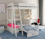 Kids Avenue Estella White High Sleeper Bed 3 with Desk & Pink Futon The Home and Office Stores