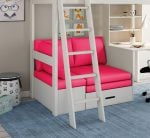 Kids Avenue Estella White High Sleeper Bed 3 with Desk & Pink Futon The Home and Office Stores