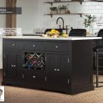 Baumhaus Black Kitchen Island With White Marble Worktop