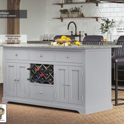 Baumhaus Grey Kitchen Island With Grey Granite Worktop