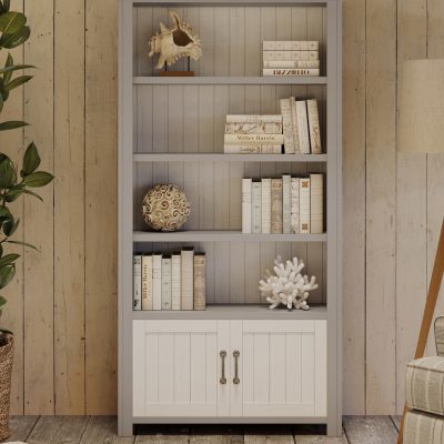 Baumhaus Greystone Large Open Bookcase With Doors