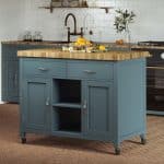 Baumhaus Kitchen Island Blue With Butchers Block