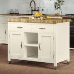 Baumhaus Kitchen Island Cream With Butchers Block