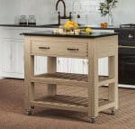 Baumhaus Kitchen Island Oak Two Drawer With Black Granite Top