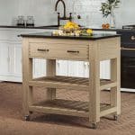 Baumhaus Kitchen Island Oak Two Drawer With Black Granite Top