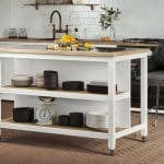 Baumhaus Kitchen Island White Open With Breakfast Bar