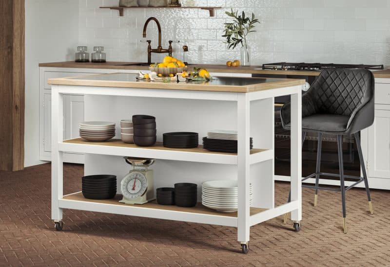 Baumhaus Kitchen Island White Open With Breakfast Bar