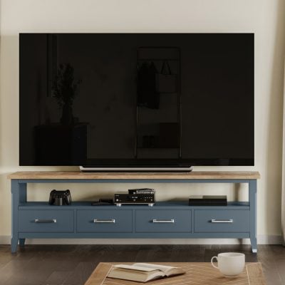Baumhaus Signature Blue Large Widescreen Television Cabinet