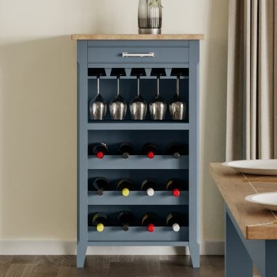 Baumhaus Signature Blue Wine Rack Glass Storage Cabinet