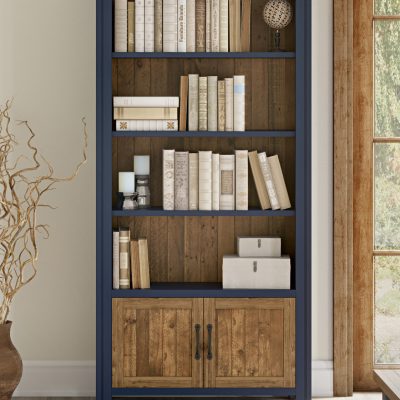 Baumhaus Splash of Blue Large Open Bookcase With Doors