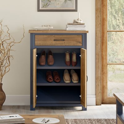 Baumhaus Splash of Blue Shoe Storage Cupboard With Drawer