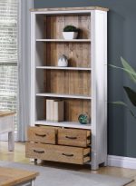 Baumhaus Splash of White Large Open Bookcase With 4 Drawers The Home and Office Stores 4