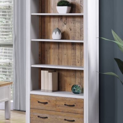 Baumhaus Splash of White Large Open Bookcase With 4 Drawers