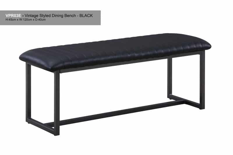 Baumhaus Vintage Styled Black PU Leather Dining Bench