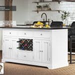 Baumhaus White Kitchen Island With Black Granite Worktop