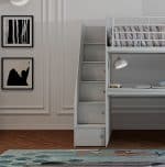 Flintshire Furniture Dakota Grey High Sleeper Bed with Storage Staircase The Home and Office Stores