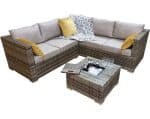 Signature Weave Georgia Brown Corner Sofa Ice Bucket Coffee Table Set The Home and Office Stores