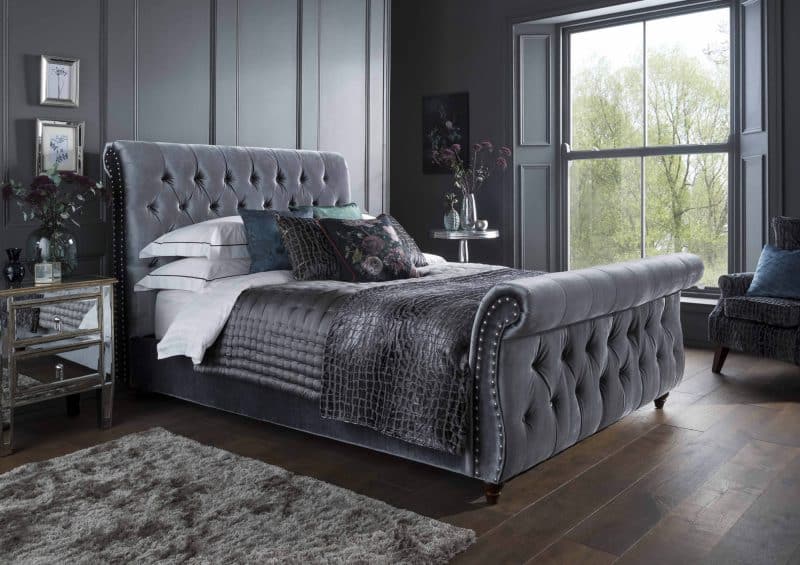 Flintshire Furniture Montana Titanium Fabric Sleigh Bed