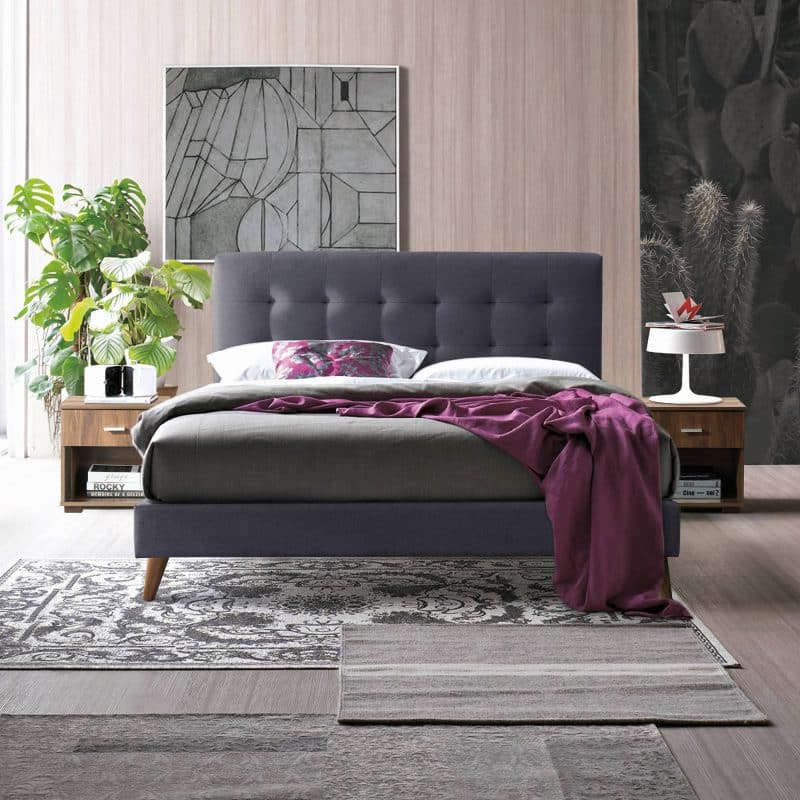 Time Living Novara dark grey fabric bed