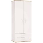 Furniture To Go 4 Kids 2 Door 2 Drawer Wardrobe Opalino Handles Oak White