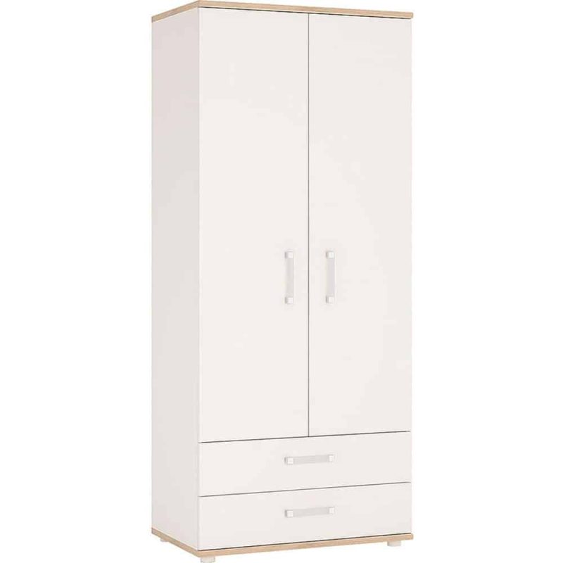 Furniture To Go 4 Kids 2 Door 2 Drawer Wardrobe Opalino Handles Oak White