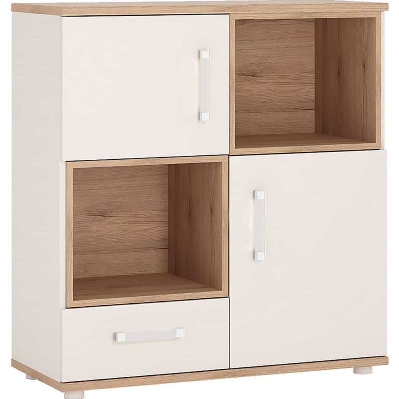 Furniture To Go 4 Kids 2 Door 1 Drawer Cupboard Opalino Handles Oak White