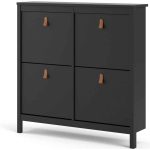 Furniture To Go Barcelona 4 Compartment Shoe Cabinet Matt Black