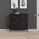 Furniture To Go Barcelona 4 Compartment Shoe Cabinet Matt Black